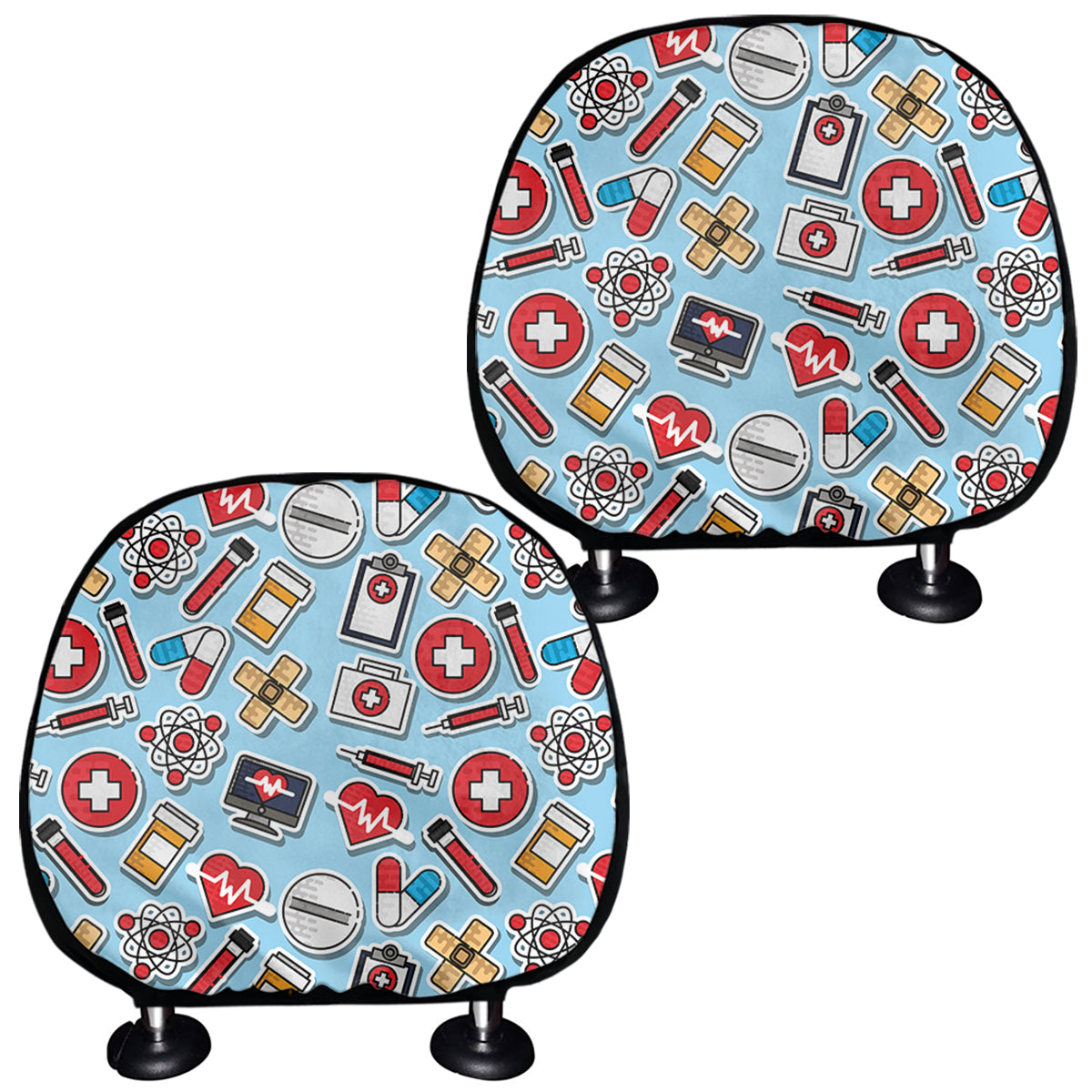 Colorful Medical Pattern Print Car Headrest Covers