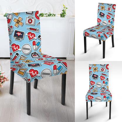 Colorful Medical Pattern Print Dining Chair Slipcover