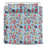 Colorful Medical Pattern Print Duvet Cover Bedding Set
