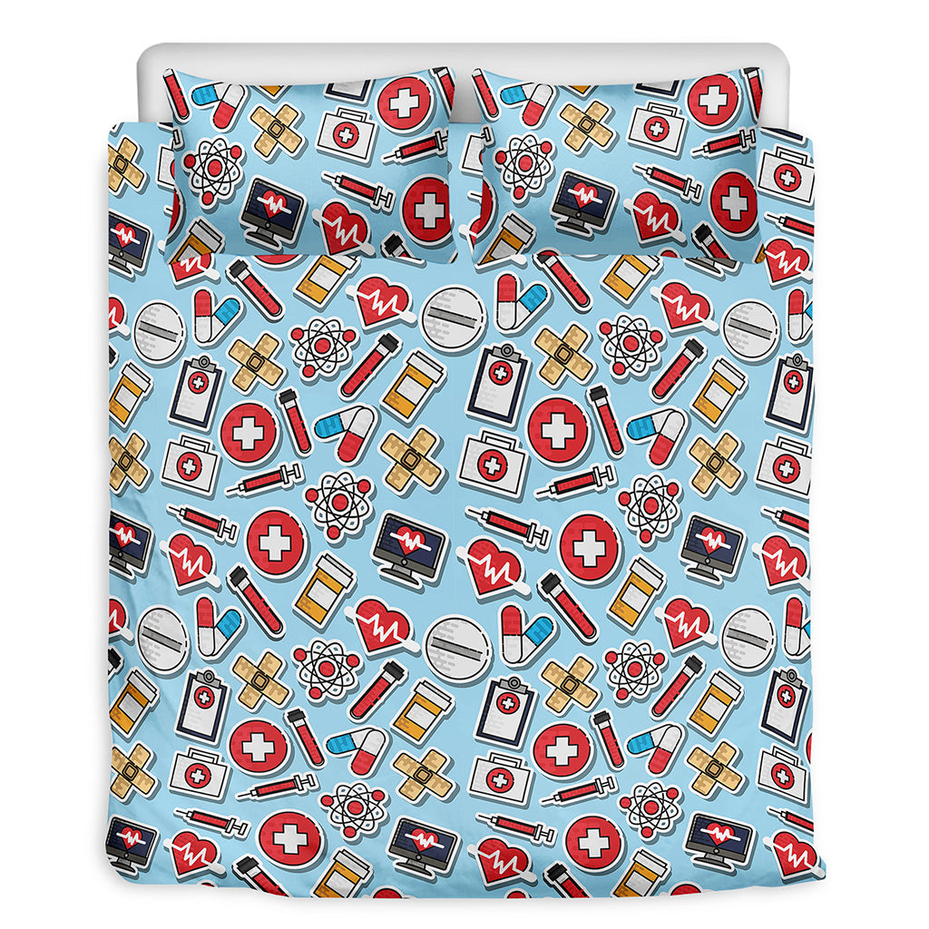 Colorful Medical Pattern Print Duvet Cover Bedding Set