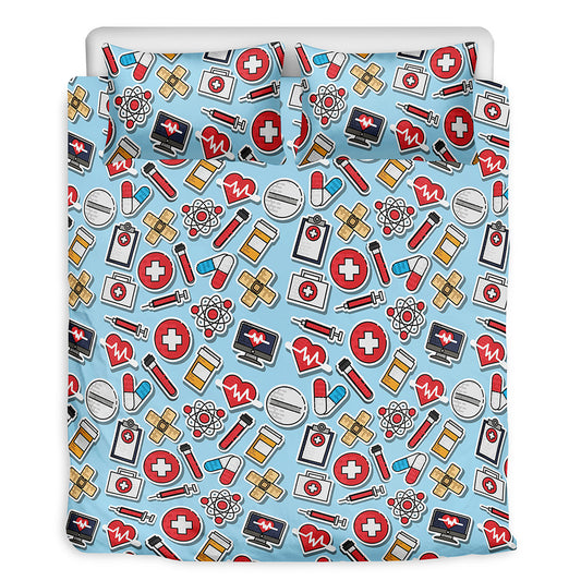 Colorful Medical Pattern Print Duvet Cover Bedding Set