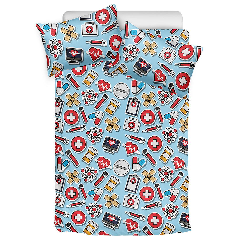Colorful Medical Pattern Print Duvet Cover Bedding Set