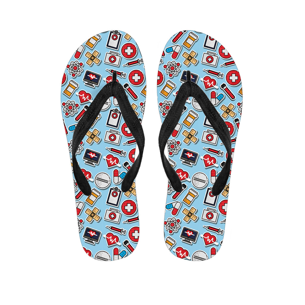 Colorful Medical Pattern Print Flip Flops