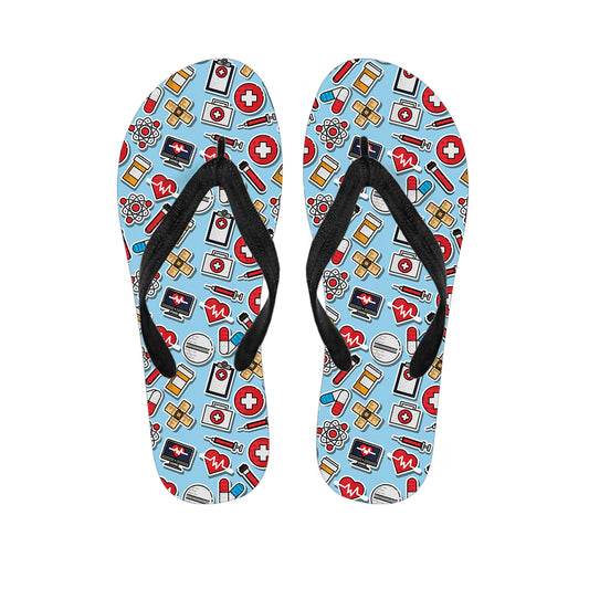 Colorful Medical Pattern Print Flip Flops