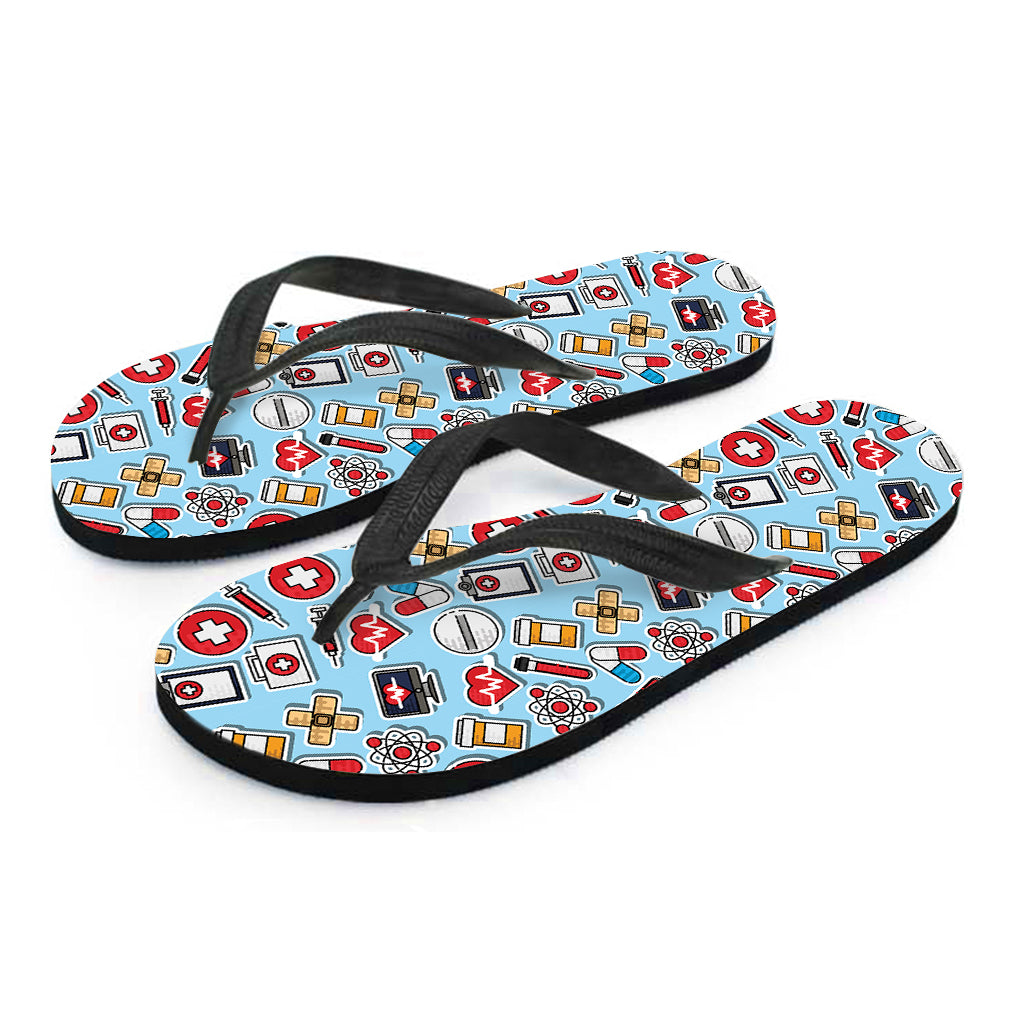 Colorful Medical Pattern Print Flip Flops