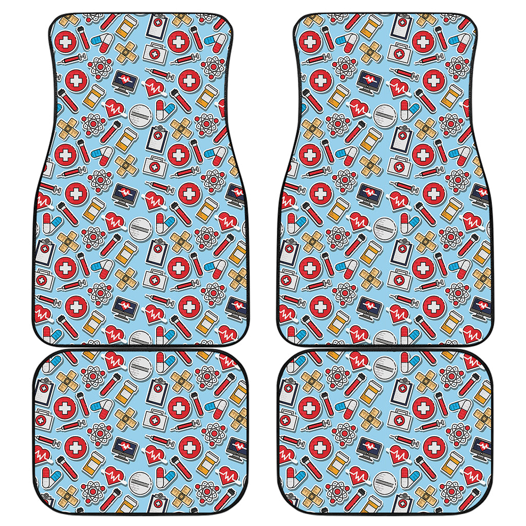 Colorful Medical Pattern Print Front and Back Car Floor Mats