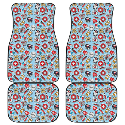 Colorful Medical Pattern Print Front and Back Car Floor Mats