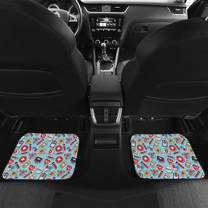 Colorful Medical Pattern Print Front and Back Car Floor Mats