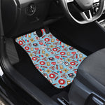 Colorful Medical Pattern Print Front and Back Car Floor Mats