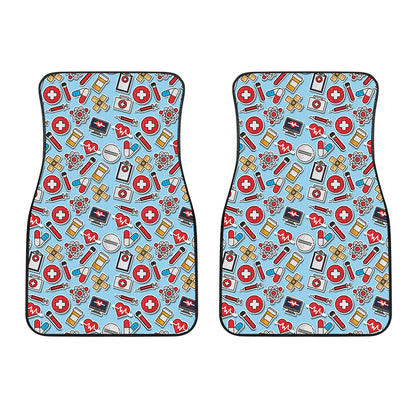 Colorful Medical Pattern Print Front Car Floor Mats