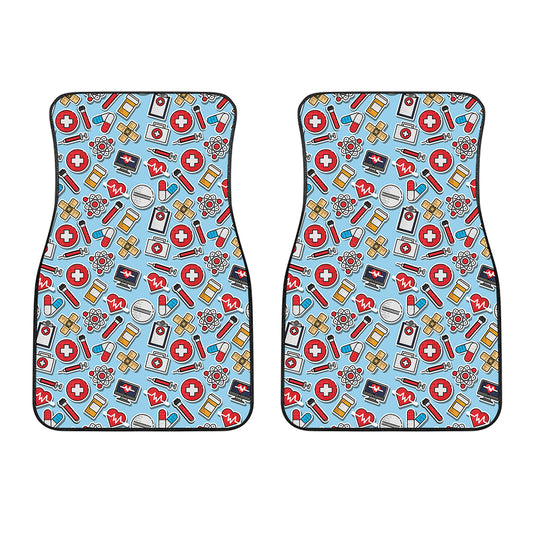 Colorful Medical Pattern Print Front Car Floor Mats