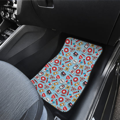 Colorful Medical Pattern Print Front Car Floor Mats
