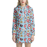 Colorful Medical Pattern Print Hoodie Dress