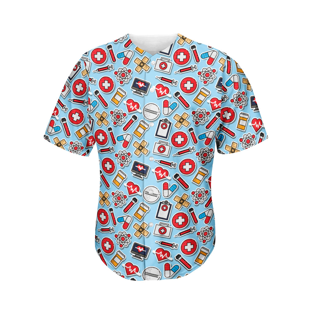 Colorful Medical Pattern Print Men's Baseball Jersey