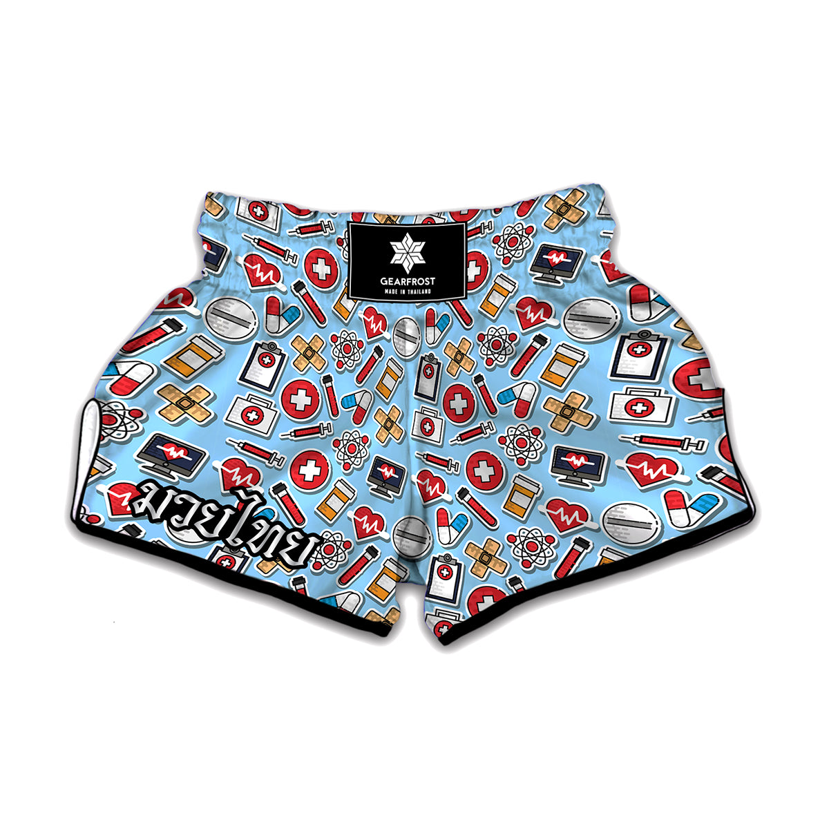 Colorful Medical Pattern Print Muay Thai Boxing Shorts