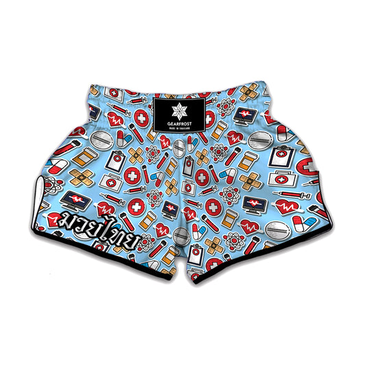 Colorful Medical Pattern Print Muay Thai Boxing Shorts