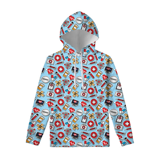 Colorful Medical Pattern Print Pullover Hoodie