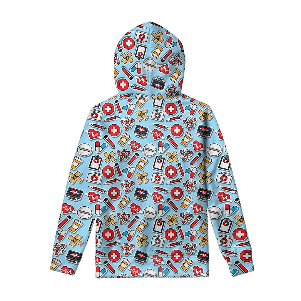 Colorful Medical Pattern Print Pullover Hoodie