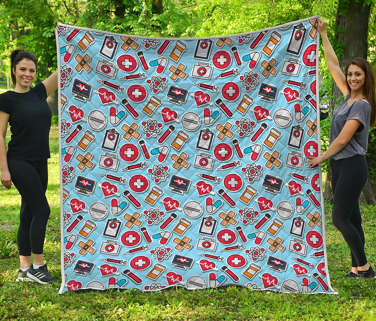 Colorful Medical Pattern Print Quilt