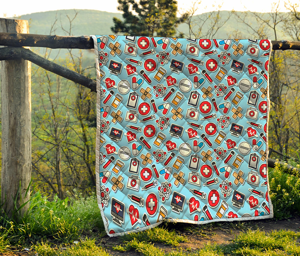 Colorful Medical Pattern Print Quilt