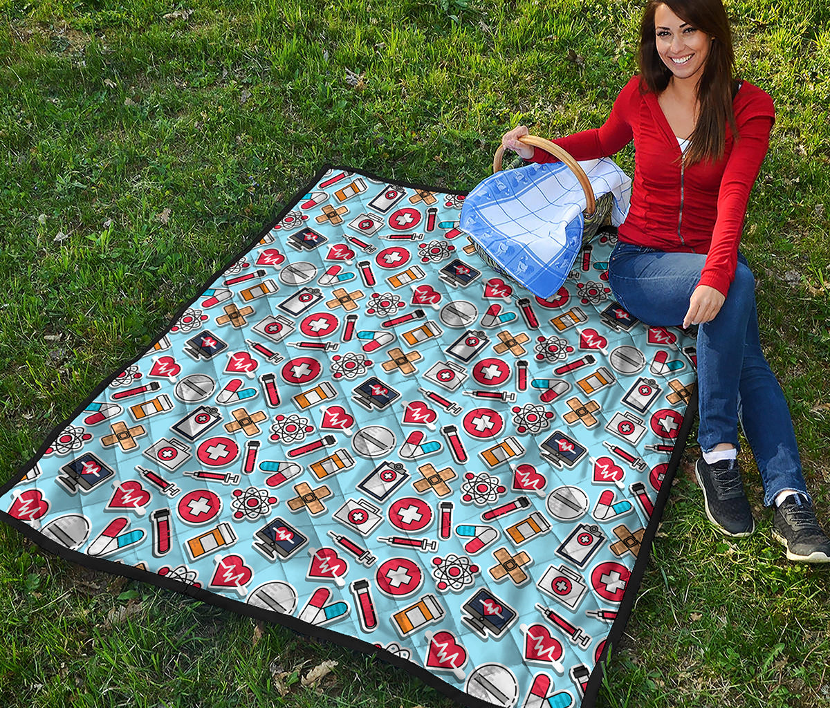 Colorful Medical Pattern Print Quilt