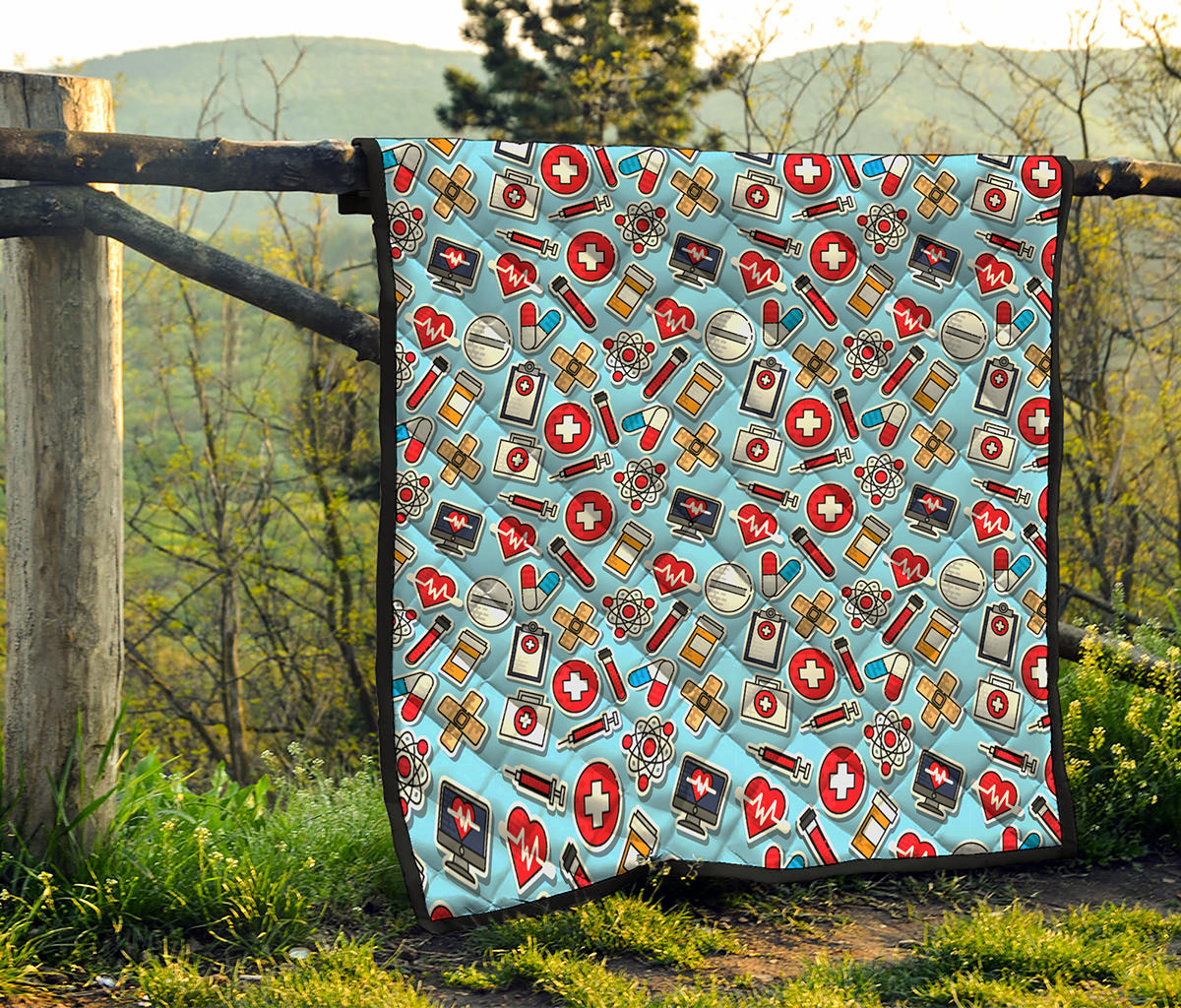 Colorful Medical Pattern Print Quilt