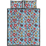 Colorful Medical Pattern Print Quilt Bed Set