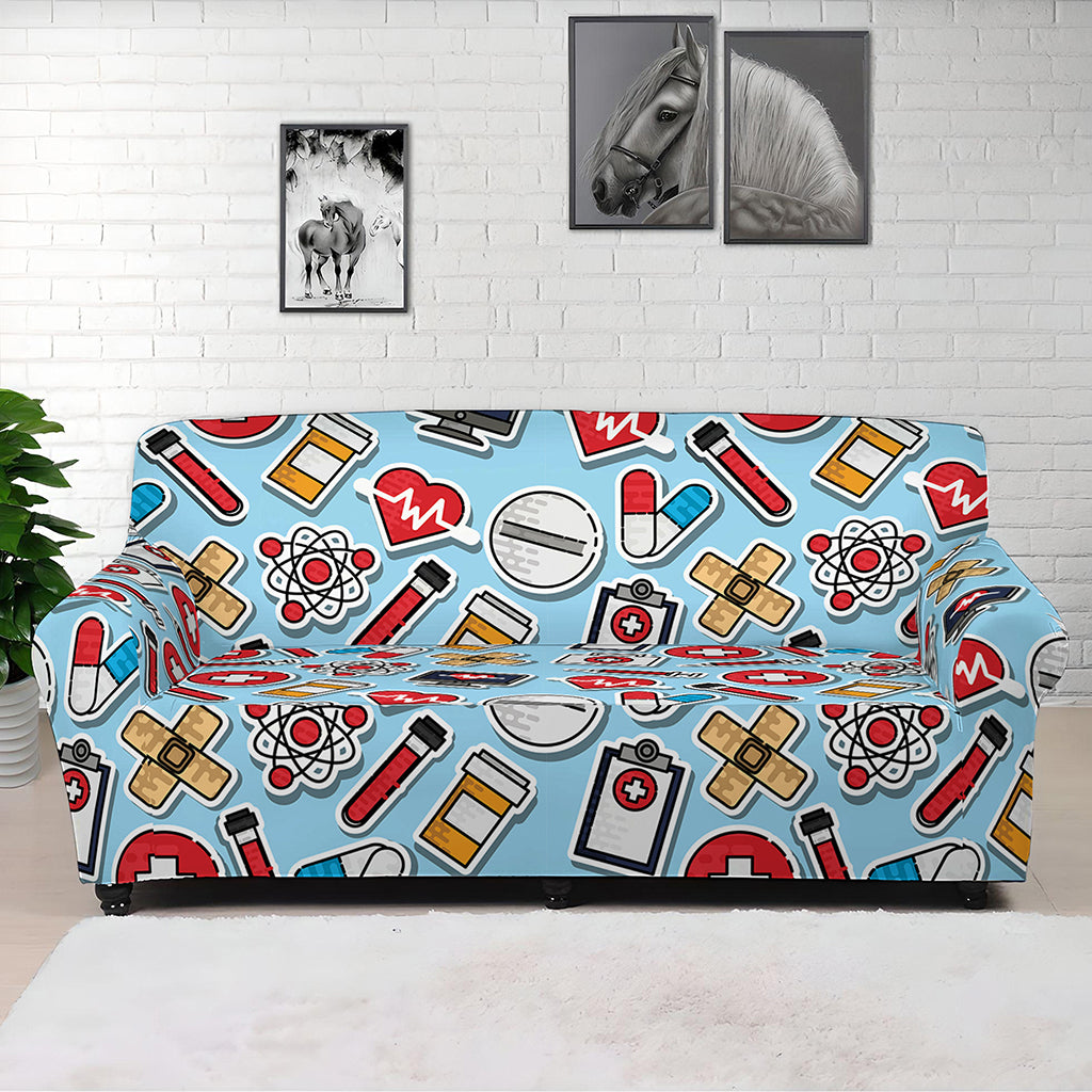 Colorful Medical Pattern Print Sofa Cover