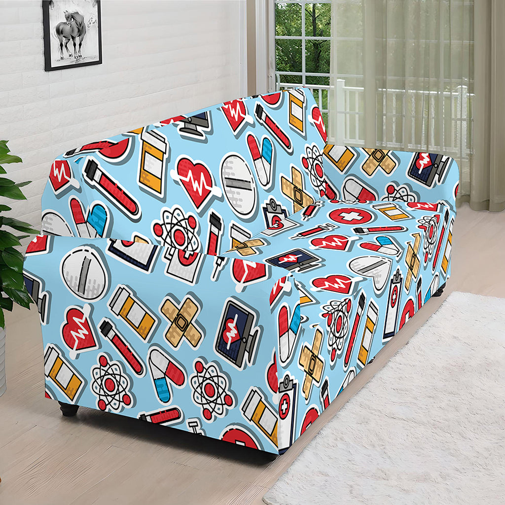 Colorful Medical Pattern Print Sofa Cover