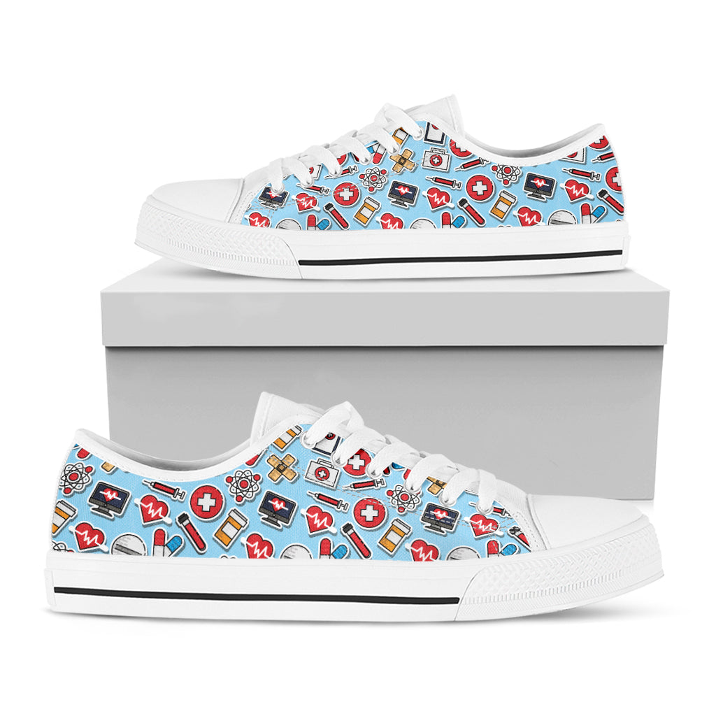 Colorful Medical Pattern Print White Low Top Shoes