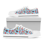 Colorful Medical Pattern Print White Low Top Shoes
