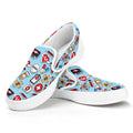 Colorful Medical Pattern Print White Slip On Sneakers