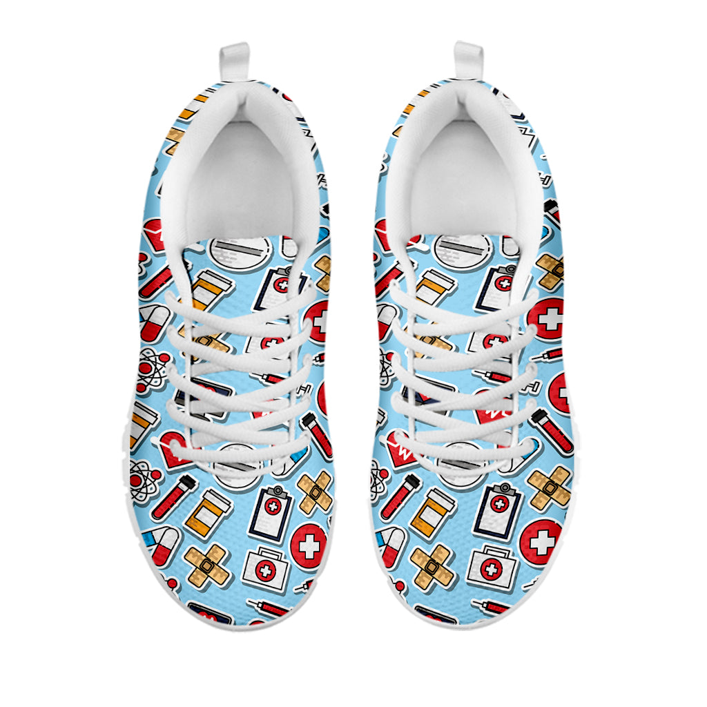 Colorful Medical Pattern Print White Sneakers