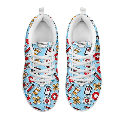 Colorful Medical Pattern Print White Sneakers
