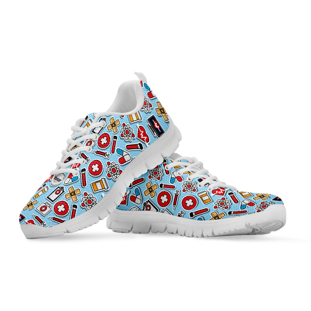Colorful Medical Pattern Print White Sneakers
