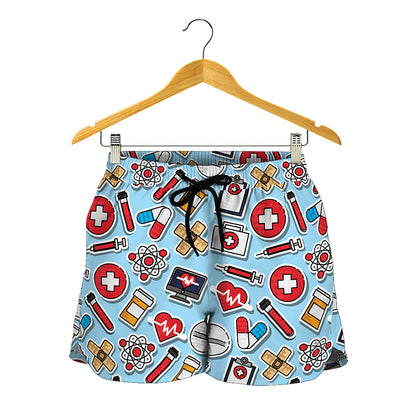 Colorful Medical Pattern Print Women's Shorts