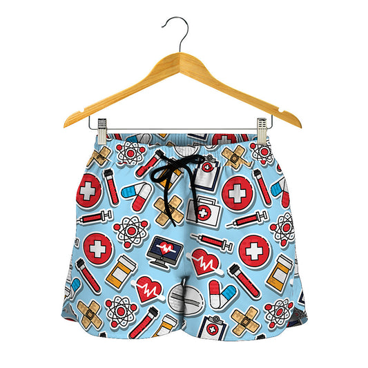 Colorful Medical Pattern Print Women's Shorts