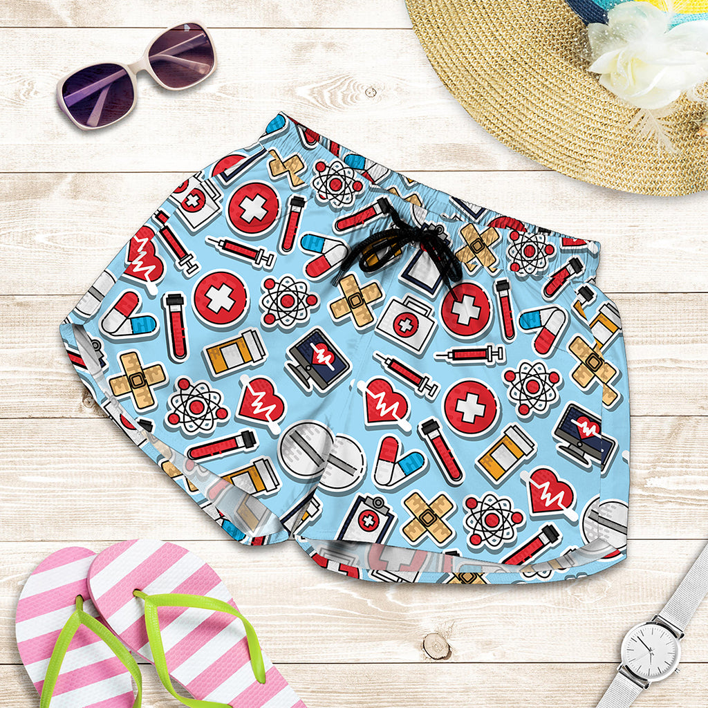 Colorful Medical Pattern Print Women's Shorts