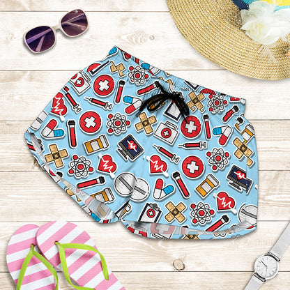 Colorful Medical Pattern Print Women's Shorts