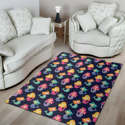 Colorful Mermaid Pattern Print Area Rug