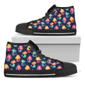 Colorful Mermaid Pattern Print Black High Top Sneakers