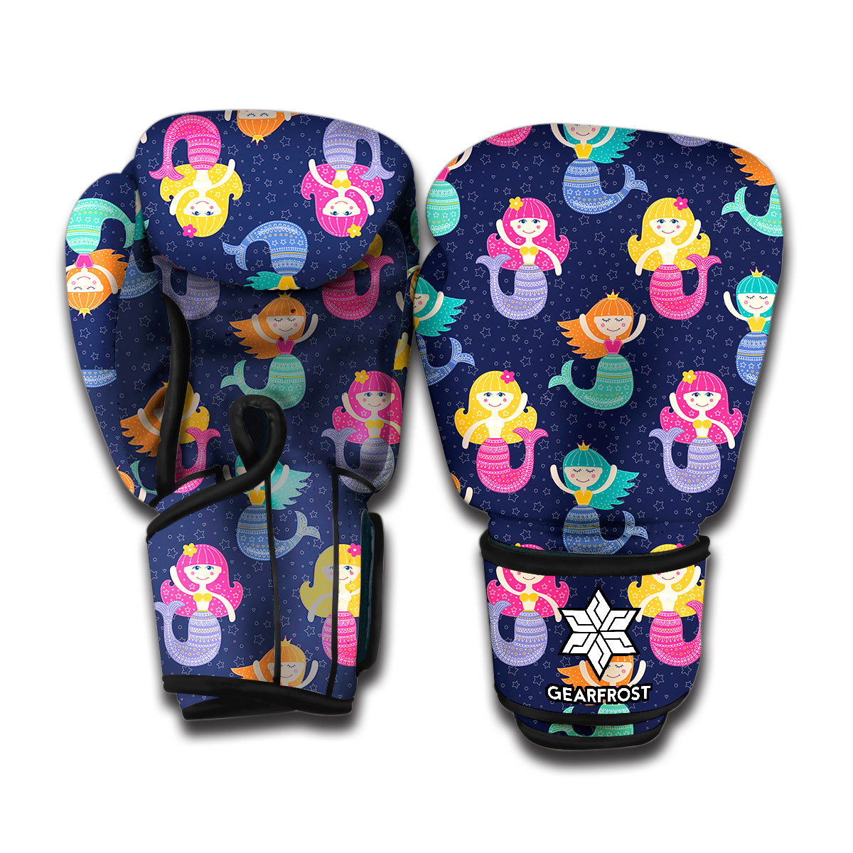 Colorful Mermaid Pattern Print Boxing Gloves