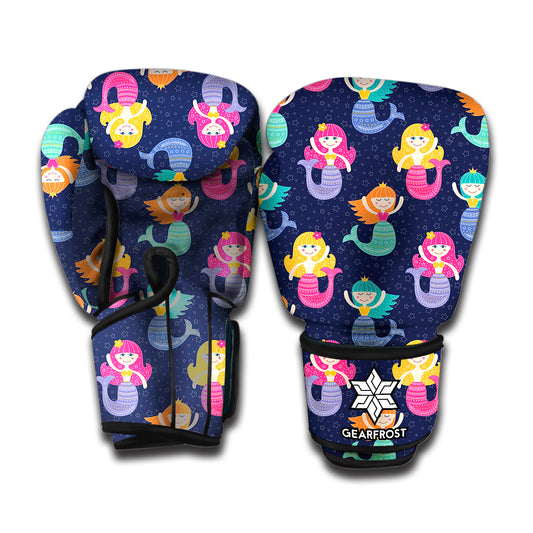 Colorful Mermaid Pattern Print Boxing Gloves