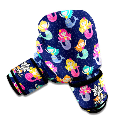 Colorful Mermaid Pattern Print Boxing Gloves