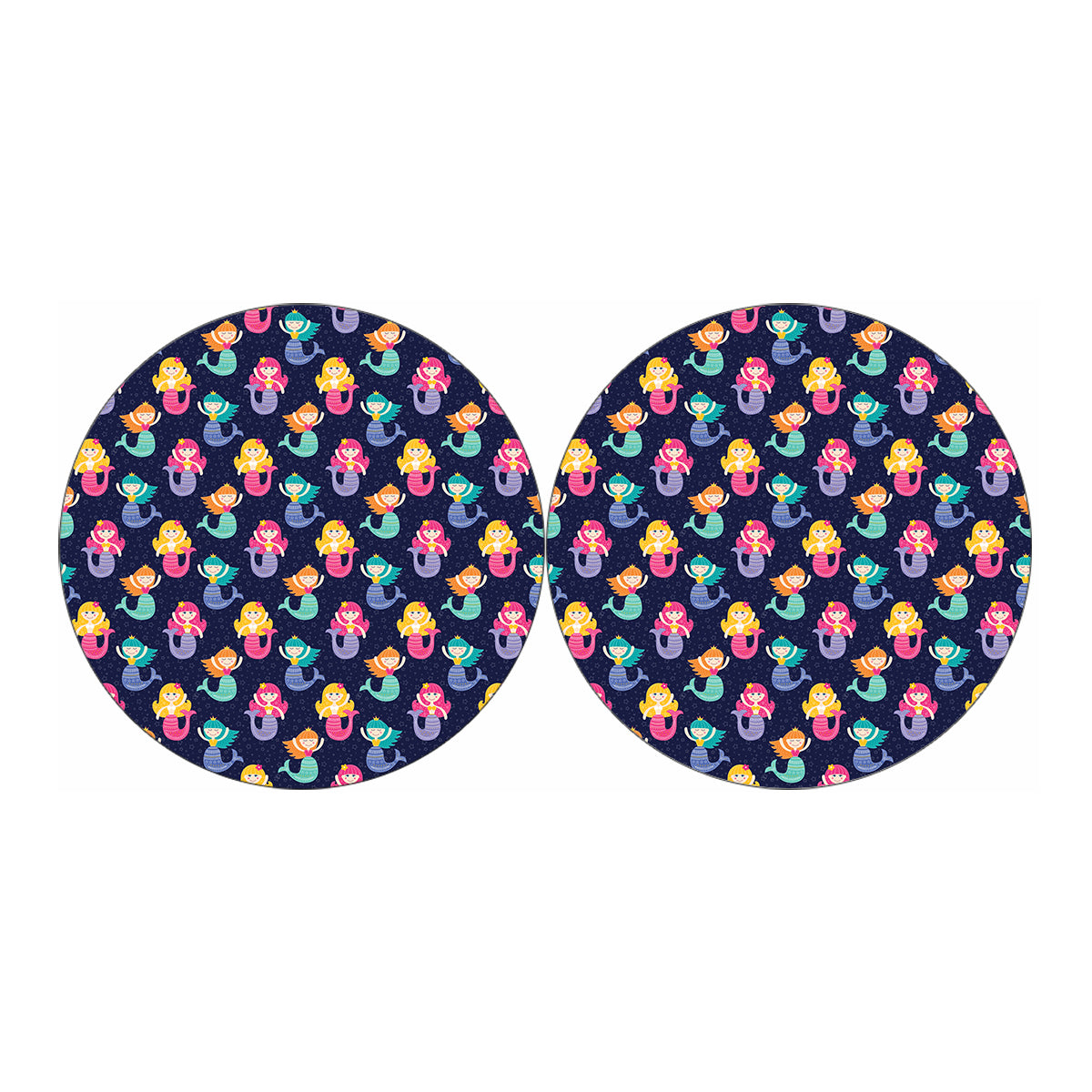 Colorful Mermaid Pattern Print Car Coasters