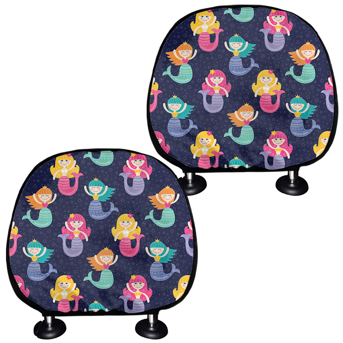 Colorful Mermaid Pattern Print Car Headrest Covers