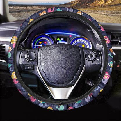 Colorful Mermaid Pattern Print Car Steering Wheel Cover