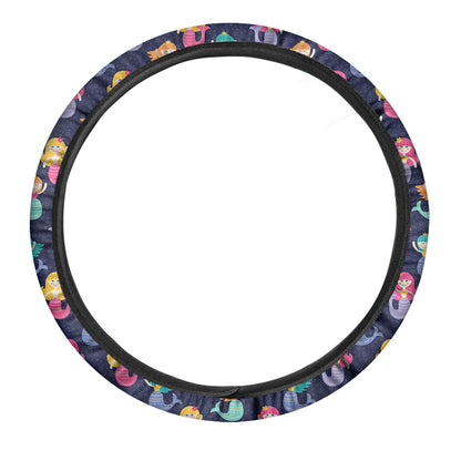 Colorful Mermaid Pattern Print Car Steering Wheel Cover
