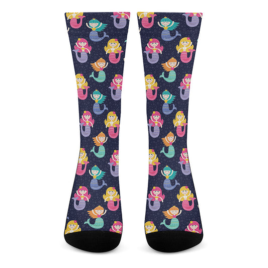 Colorful Mermaid Pattern Print Crew Socks