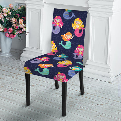 Colorful Mermaid Pattern Print Dining Chair Slipcover